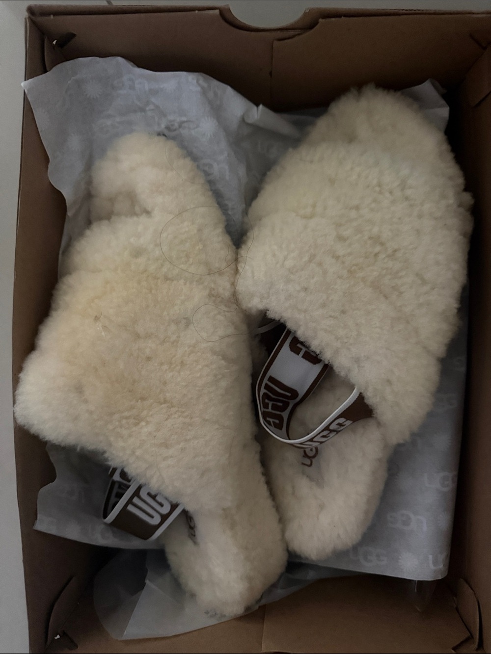 UGG Cream Fluff Slingback Shearling Slides